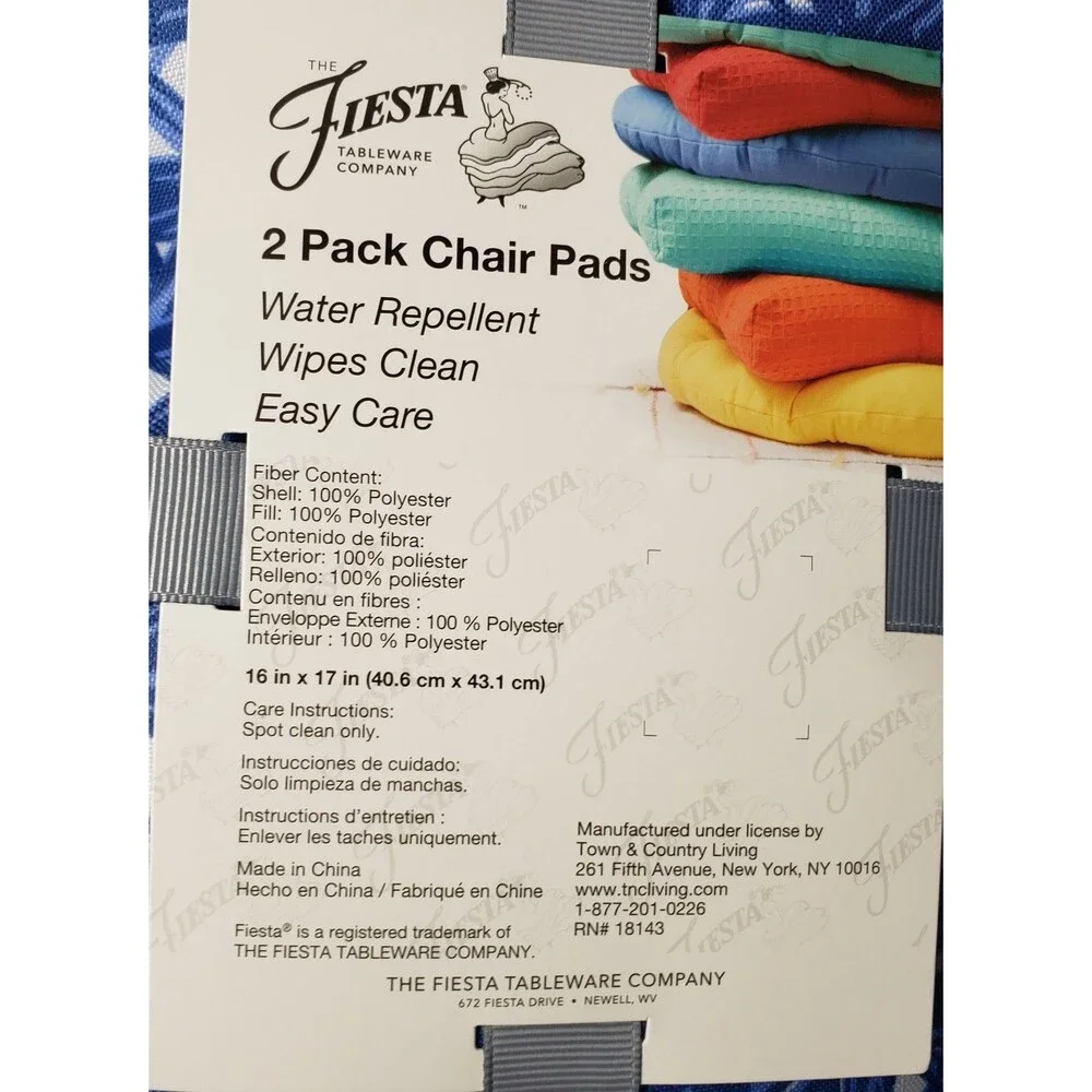 SET OF 2 THICK REVERSIBLE CUSHION CHAIR PADS w/ties (16